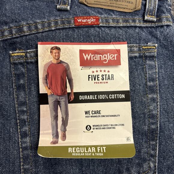 NWT Wrangler Five Star Premium Durable Cotton Relaxed Fit Jeans Men’s 35x32 - Picture 2 of 8